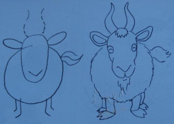 Как нарисовать козла,козу ( козёл,коза ).