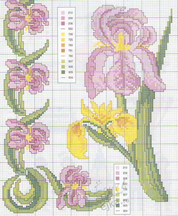 Вышивка крестиком - цветы, схемы вышивания