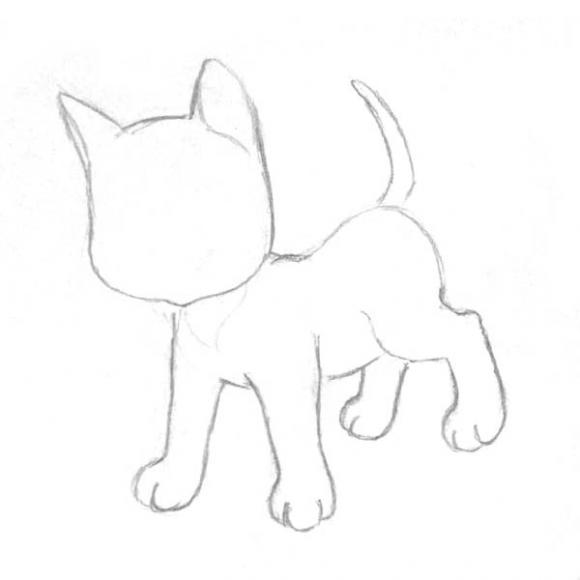 Поэтапное рисование котенка для детей