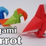 Сборка оригами из бумаги - попугай Ара