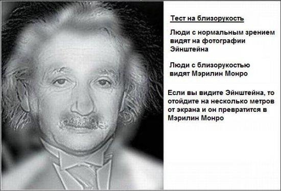 Оптические иллюзии, картинки. Энштейн или Мэрилин Монро