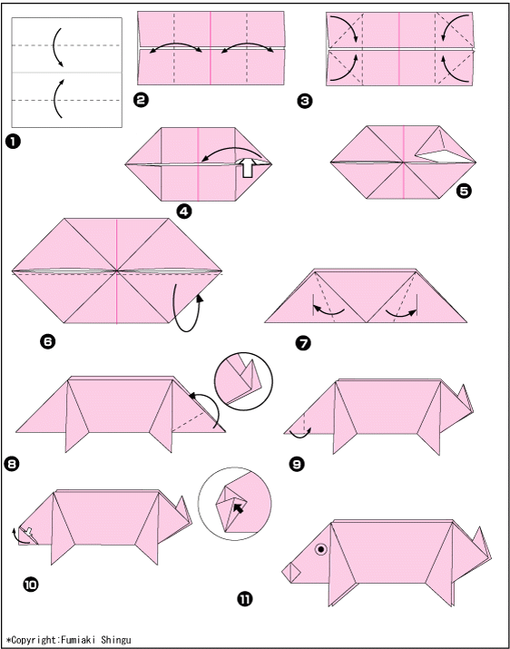 Оригами, как сделать поросенка