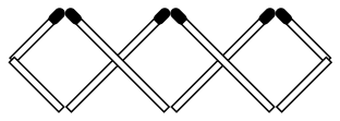 Задачи со спичками. Три равных квадрата из шести спичек