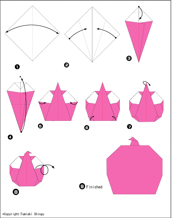 Яблоко. Оригами из бумаги