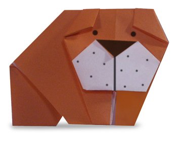 Оригами из бумаги для детей. Бульдог
