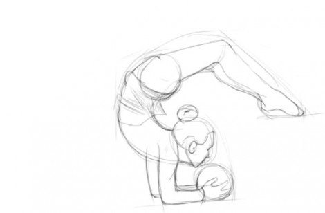 Гимнастка, уроки поэтапного рисования для детей