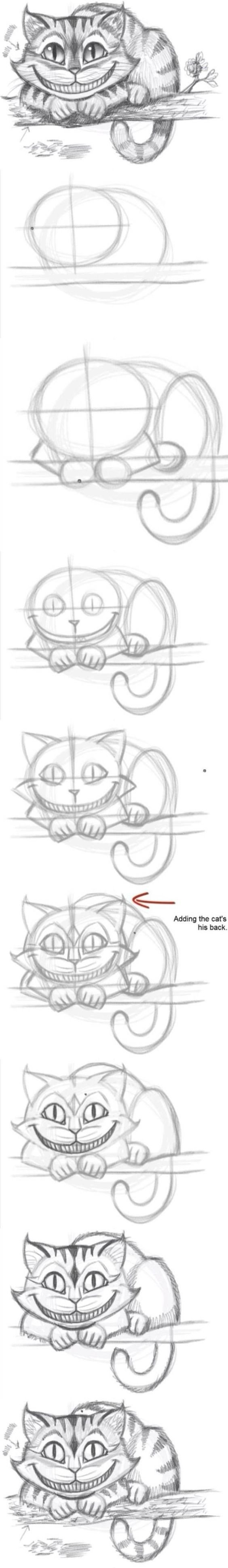 Уроки рисования карандашом. Чеширский кот