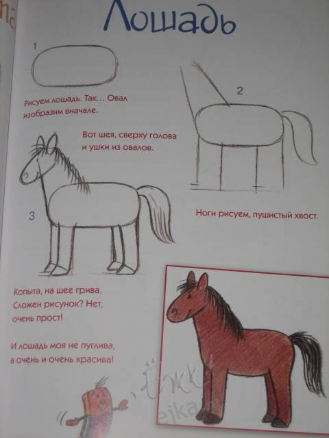 Занятие рисованием с детьми - рисование лошадки