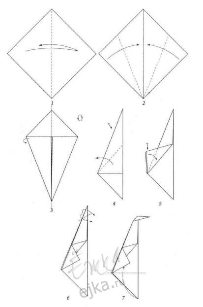 Оригами для детей - пингвин, схема поделки