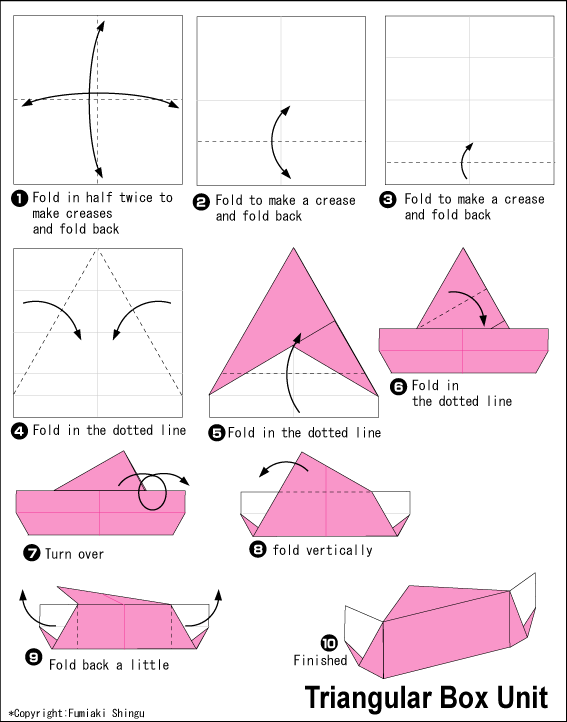 Треугольная коробочка, автор оригами Фумияки Шингу