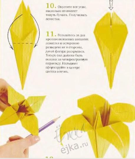 Схема цветка лилии в технике оригами