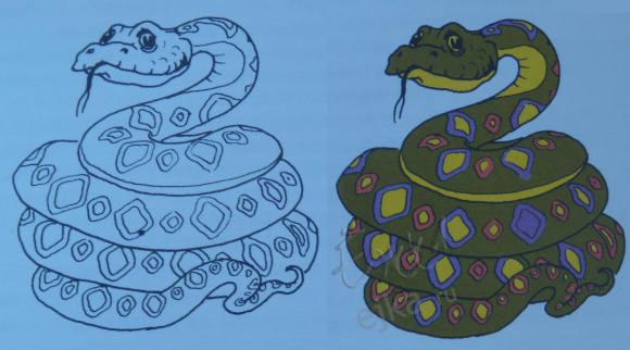 Занятие рисованием с детьми - рисунок змеи