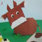 Корова - схема оригами для детей