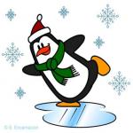 Рисуем новогоднюю картинку - Пингвин на льду, пошаговый метод