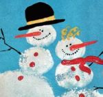 Снеговик - рисование красками для детей кусочком поролона