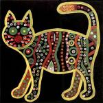 Цветная кошка - урок рисования красками для детей