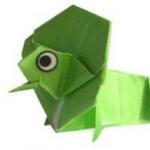 Оригами для детей - ящерица из бумаги