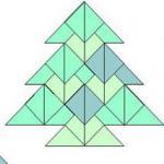 Простое модульное оригами для детей - схемы сборки елочки