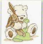 Плюшевые мишка с зайцем - схема вышивки крестиком, детская вышивка
